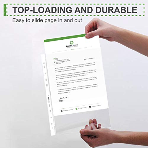 TYH Supplies 400-Pack Economy 11 Hole Non Glare Sheet Protectors 8-1/2 x 11 Inch Non Vinyl Acid Free Matte Top Loading