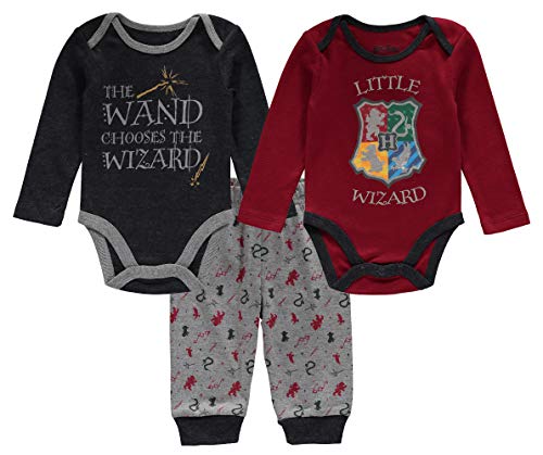 Harry Potter Infant Boys' 3 Piece Set Onsies Bodysuits and Jogging Pants Costume (Red/Black/Grey, 3-6 Months)