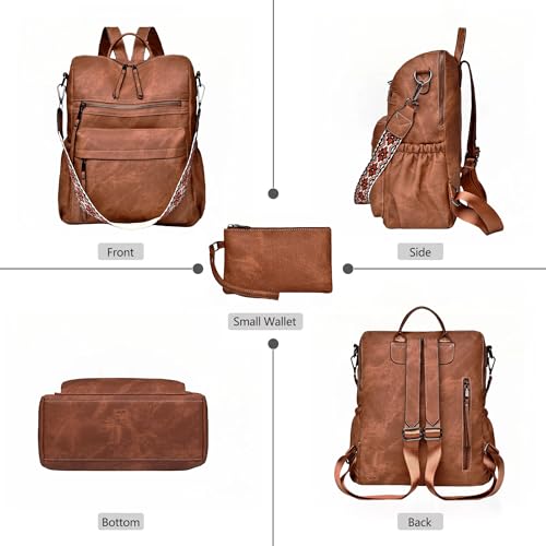 Image of Dora & Liz Womens Backpack Purse Leather Backpack Purse for Women Travel Fashion Backpack Designer Ladies Shoulder Bags