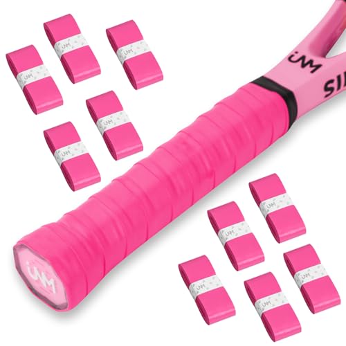 FT FINGER TIP 10 Pack Tennis Racket Grip Tape, Anti-Slip Tennis Overgrip, Precut Sweat-Absorbing Tennis Grip for Badminton, Pickleball, Tennis(Pink)