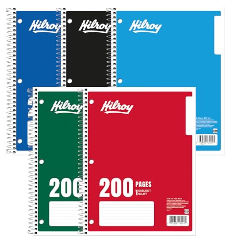 Hilroy 1-Subject Coil Notebook, 8" x 10.5" Sheet Size, Wide Ruled, 3-Hole Punched, 200 Pages/100 Sheets, 1 Notebook, Assorted Colour Covers, Colour May Vary (13224) image 7
