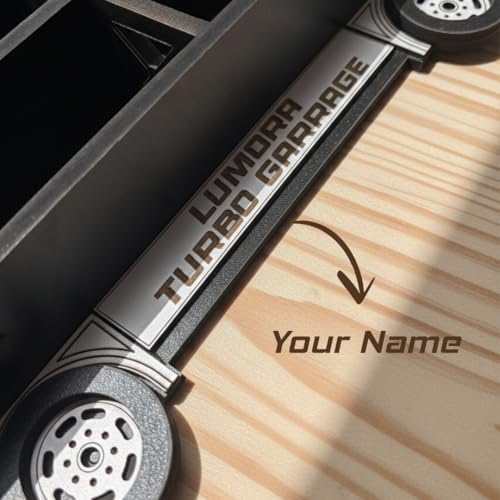Image of Truck Shape Die Cast Car Display Shelf for 1:64 Scale Toy Cars | Wall Mounted MDF Storage Organizer | Personalized Name Option | 12 Slots, 20 Slots & Extension Add-On (Turbo Garage 12)