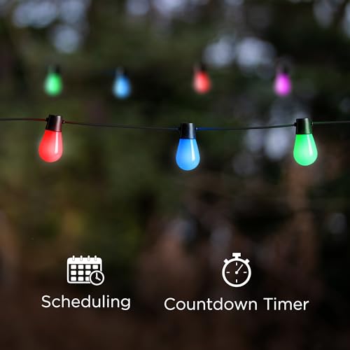 Feit Electric 24ft Smart Outdoor String Lights, 12 Socket Color Changing Works with Alexa/Google Assistant, Heavy Duty and Weather Resistant - Frosted Bulb - LVSL24-12/RGBW/AG by Feit Electric - Image 3