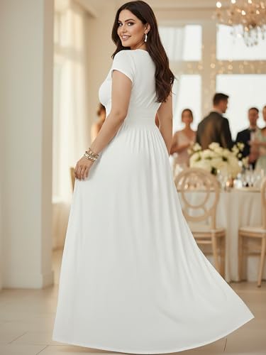 Image of KOH KOH Womens Sexy Cap Short Sleeve V-Neck Flowy Cocktail Gown