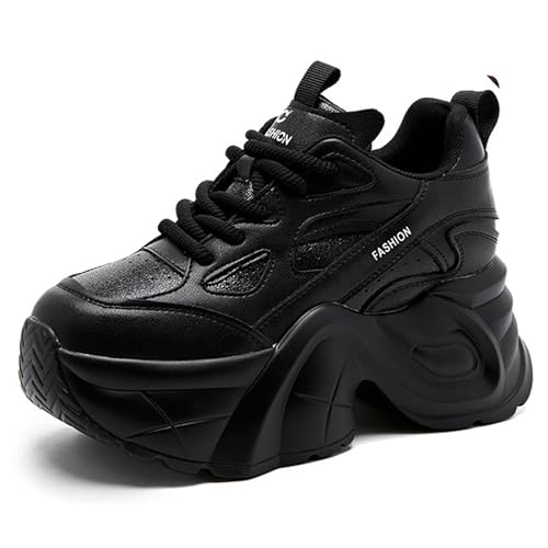 Women's Chunky Platform Walking Dad Shoes Lace Up Wedge Low Top Height Increasing Shoes Fashion Comfortable Casual Sneakers