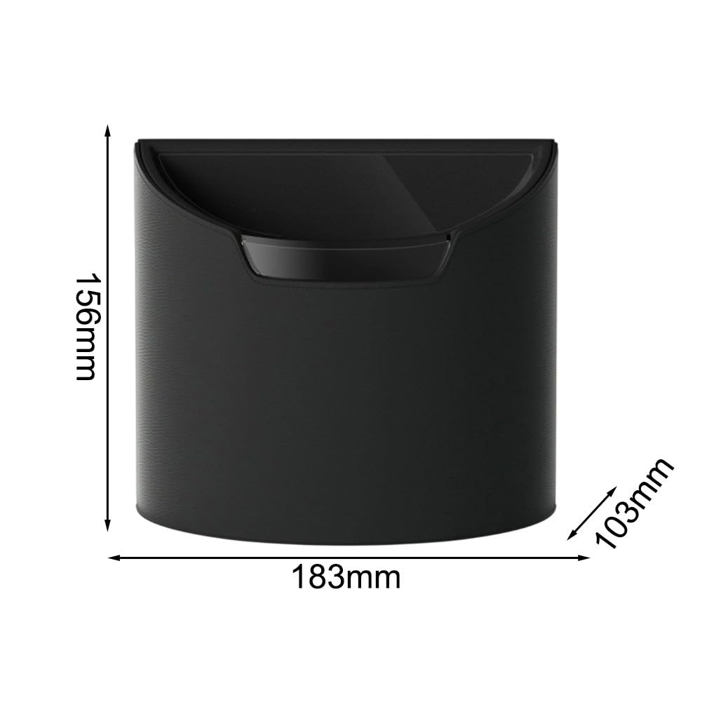 FUBESK Poubelle de voiture avec doublure imperméable amovible, double couche en ABS et cuir, bac de rangement compact pour porte de voiture ou siège avant, noir