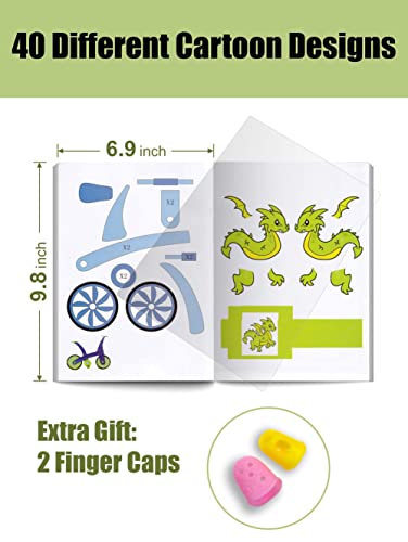 3D Printing Drawing Book, Reusable Colorful 40 Patterns Thick Paper Template with a Clear Plate, Painting Graffiti Template for 3D Pen DIY Gift