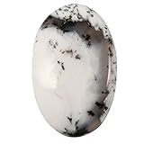 Steingröße (ca.): 27x43x6mm Gems & JewelsHub HL84 Dendrit Opal natürlicher Cabochon Ovaler Edelstein 58,2 ct