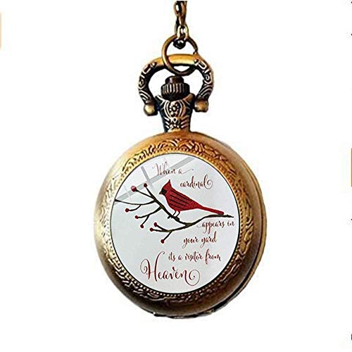 Preisvergleich Produktbild Glas-Taschenuhr Halskette Kunstschmuck Glücklicher roter Vogel Design Taschenuhr Halskette Kunstschmuck ideal als Geschenk