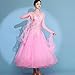 ZYDSN Embroidery Ballroom Waltz Dance Dress for Competition Modern Tango Performance Dress Flamenco Foxtrot Dance Costume,Pink,XL
