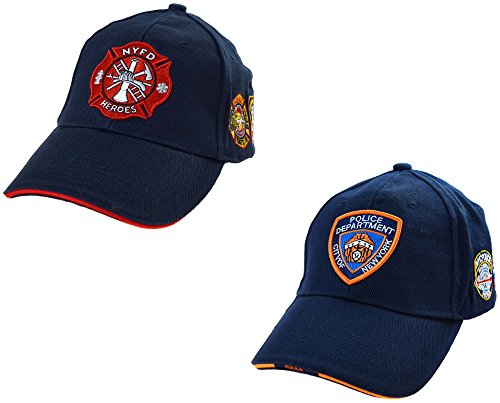 topt mili lot 2 Casquette Police et Pompier New York NY Americaine us USA brodée NYPD Policier