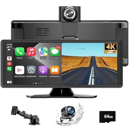 Carplay & Android Auto Schermo, Schermo Macchina, Android Auto Display da 10,26 Pollici con 1080P Telecamere Posteriori...