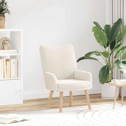 Owoxanthellate Sillón de relax color crema, 63 x 67 x 94 cm, de tela con marco de acero, comodidad ergonómica y diseño moderno para salón y dormitorio