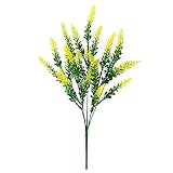 Calidad superior y aspecto realista: la lavanda artificial está hecha de plástico, nunca se desvanece, aspecto más realista. Ramo de lavanda falsa con 5 ramas, aprox. 9,65 cm de largo, total aprox. 14,57 cm de alto. Viene en un total de 1 manojo de lavanda artificial.