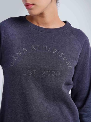 Image of CAVA Essential Sweatshirt for Women | Brushed Fleece, Round Neck, Full Sleeves, Ribbed Cuffs, Embroidery Detail | Cozy Loungewear & Travelwear