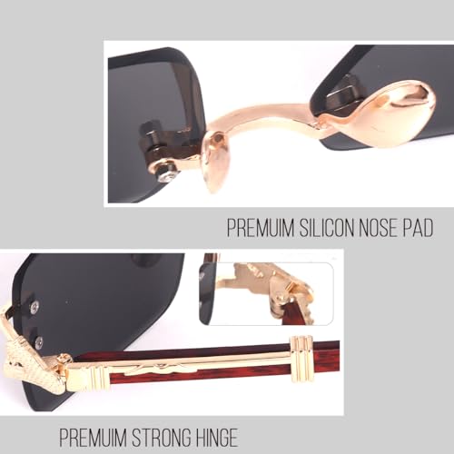 Image of Dervin UV Protected Rectangular Rimless Sunglasses for Men and Women