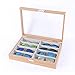 rangement lunettes Cadre en bois 6/8 Grids Grey Velvet Lunettes Lunettes de soleil Platine Affichage Affichage Affichage Organisateur Case avec couverture, Sunglasses Organizer pour femmes rangement l