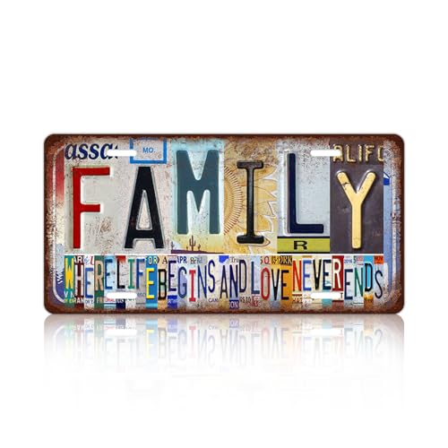 Vintage Family Where Life Begins And Love Never Ends Metal Tin Sign
