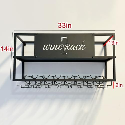 Casier à vin mural de qualité supérieure en métal noir avec LED - 8