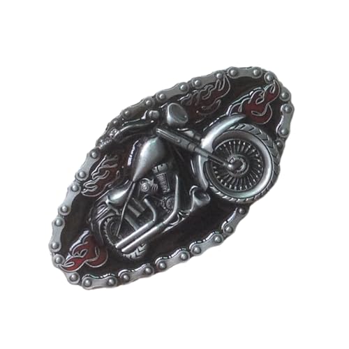 Hebilla de metal para cinturón con motivo de motocicleta clásica y acabado envejecido 6
