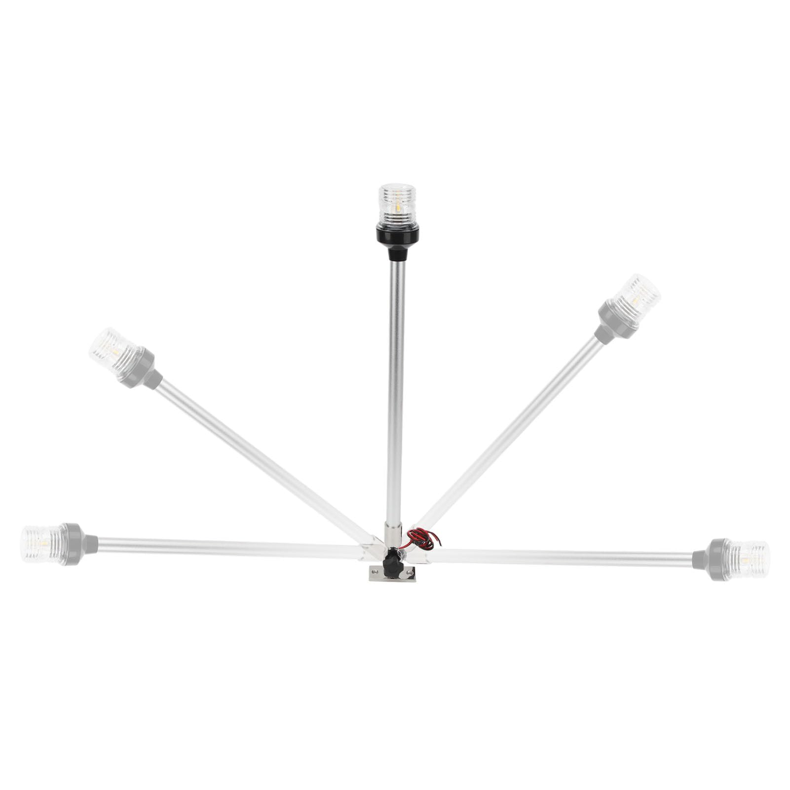 Luce Per Barca, Luce di Poppa Per Barca, Luce di Ancoraggio Per Barca da 22 Pollici Luce a 360° a Tutto Tondo Per Palo di Poppa a LED Base in Acciaio Inossidabile 316 Per Barche da Pesca Yacht Navi