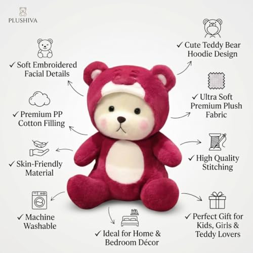 PLUSHIVA 30 cm Red Hoodie Teddy Bear - Image 3