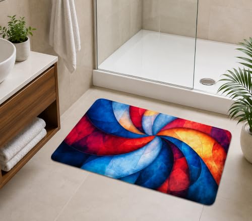 Image of BENAVJI Printed Bath Mat Combo Pack of 6 (14 x 23 Inch) | Super Soft Quick Dry Bathroom Floor Mat | Anti-Slip Water Absorbent Rug for Bathroom, Kitchen, Bedroom & Entrance | Multicolor