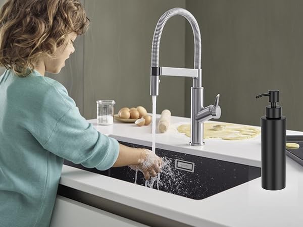 ARKTEK Matte Black Soap Dispenser Stainless Steel 11.8 OZ - Liquid Hand Lotion Dispenser Decor Refillable Dishwashing Soap Dispenser for Kitchen Bathroom Countertops - Image 7