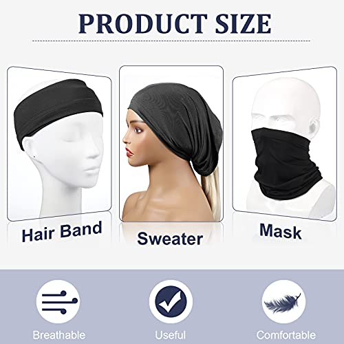 6 Pieces Dreadlocks Tube Sock Satin Head Wrap Wide Elastic Long Hair Headbands Unisex Spandex For Men Women Braids Hair #TOP2