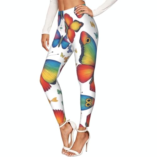 Pantalones de entrenamiento suaves leggings mariposa arcoíris mujer gimnasio senderismo