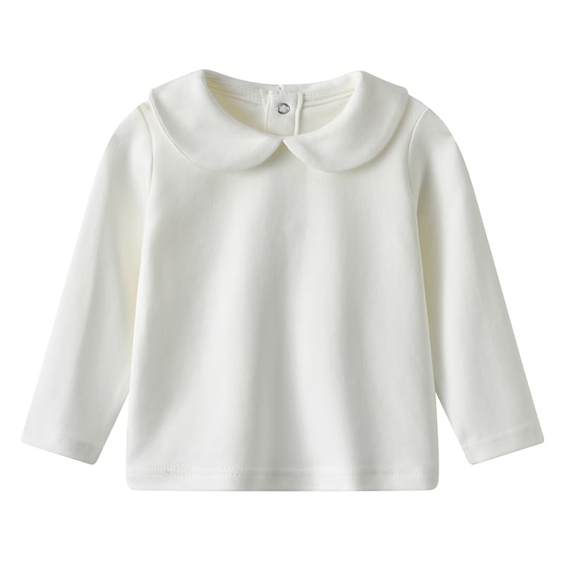 Image of Toddler Kids Girls Boys Basic Peter Pan Collar Tee Shirt T-Shirts Tops Bottom Long Sleeve Solid Blouse