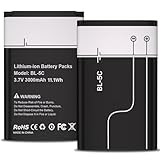 Battery for BL-5C,[3000mAh] 2PCS High Capacity Replacement Battery Compatible with Home Radio, Camera, TV Remote Control, GPS with Current Protection
