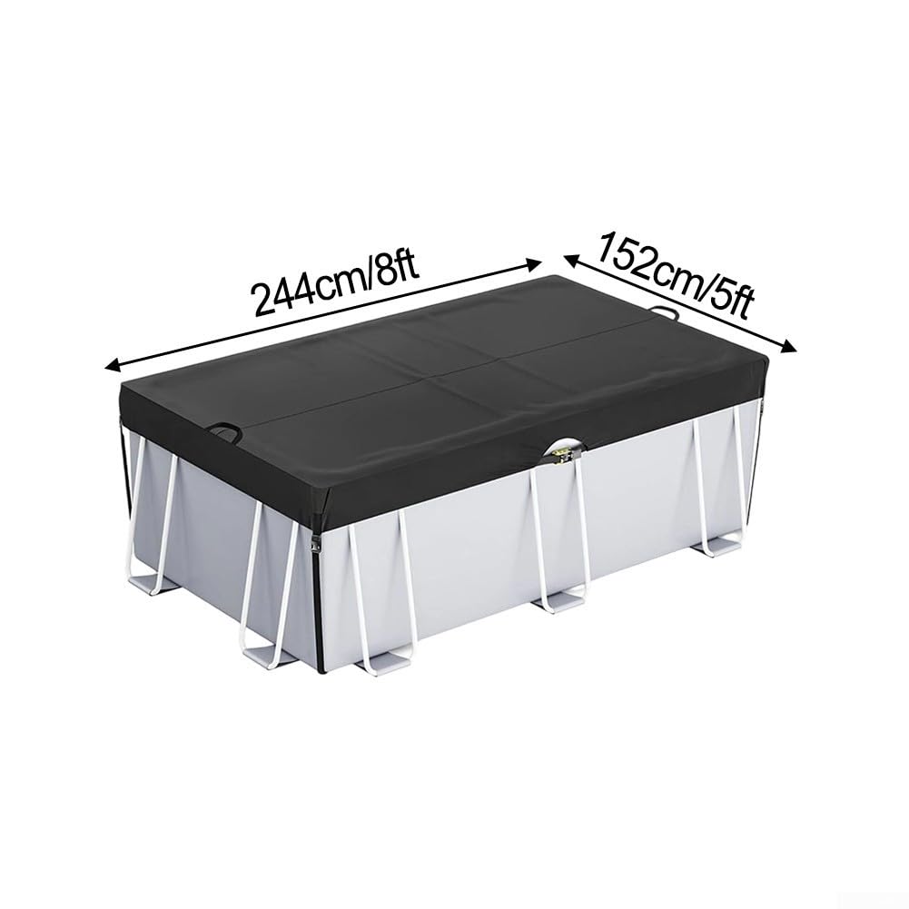 Resistente copertura rettangolare per piscina, realizzata in tessuto Oxford 210D con coulisse per protezione per tutte le stagioni (1,5 x 2,4 m)