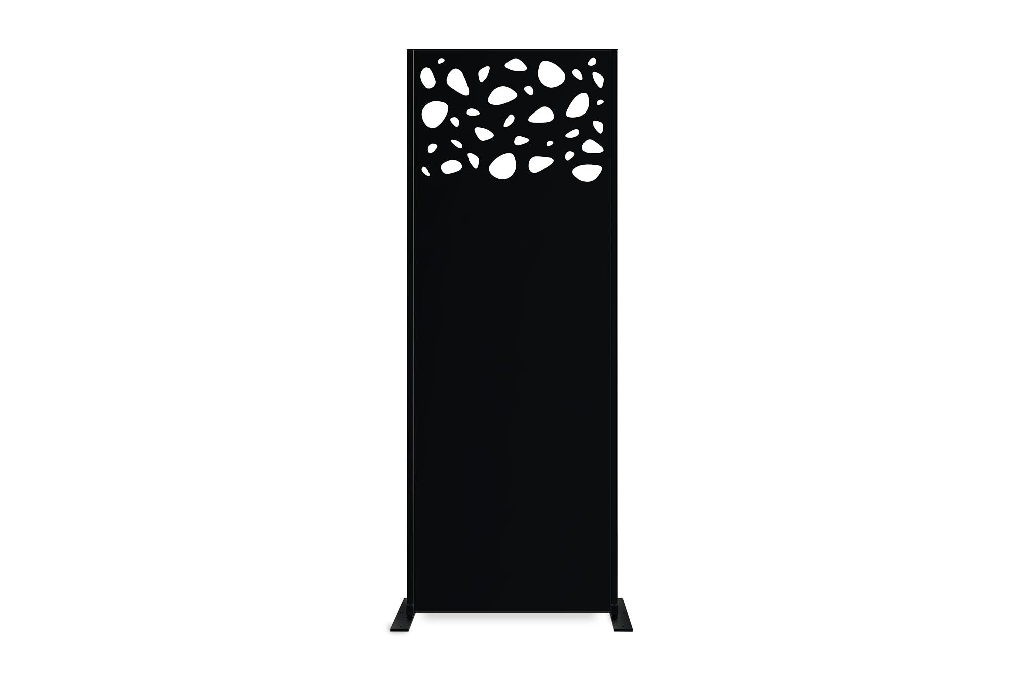 Casanoov Panneau Décoratif SUNNY 1,6x0,60m Acier Noir – Motif Galets Partie Haute Élégant et Moderne – Écran Intimité Extérieur Occultant Durable Installation Rapide Clôture Jardin Terrasse 160x60cm