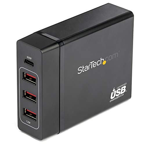 StarTech.com 1 Port USB-C Desktop Charger with 60W Power Delivery - 1x USB-C and 3X USB-A Port Charging Station (DCH1C3A)