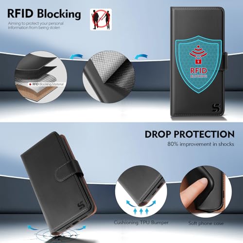 Shieldtop Compatible with Samsung Galaxy S23 5G Wallet Case with Card Holder,Women Men RFID Blocking PU Leather Flip TPU Protective Cover Credit Card Slots,Phone Case for Galaxy S23 6.1",Black by Shieldtop - Image 4