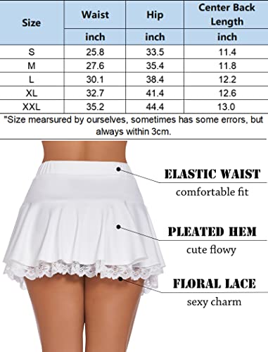 Avidlove Minissaia plissada de renda com babados e saia curta de lingerie escolar lisa (preta, GG)