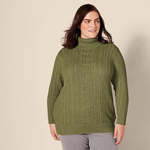 Image of Amazon Essentials Women's Long Sleeve Fisherman Cable Knit Turtleneck Sweater (Available in Plus Size)