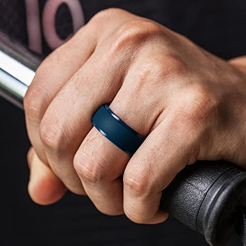 image for ThunderFit Men's Silicone Rings 10mm Wide 2.5mm Thick Rubber Bands, Br