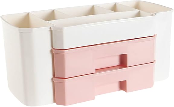 Pink PP Drawer Jewelry Case, Large Capacity Cosmetic Storage Organizer Box