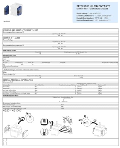 Kraus & Naimer K1 H010/A11-VE Hilfskontakt 1S 1Ö zu KG41 KG64 Bauform VE (2148551 K1.H010/A11-VE)