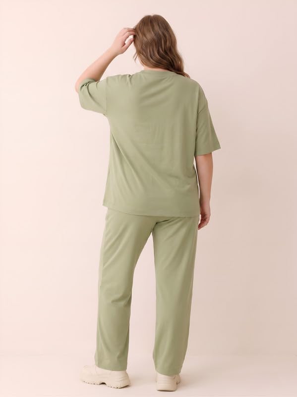 Image of My Swag Womens Nightsuit Set | Cute Bunny Graphic Print T-Shirt & Pajama | Soft Breathable Sleepwear and Loungewear Co-Ord Set for Women