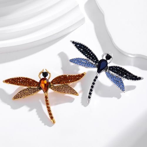 Image of Dragonfly Brooch Rhinestone /Enamel Dragonfly Brooches Lapel Pin for Women Elegant Outfits Dragonfly Jewelry Gifts