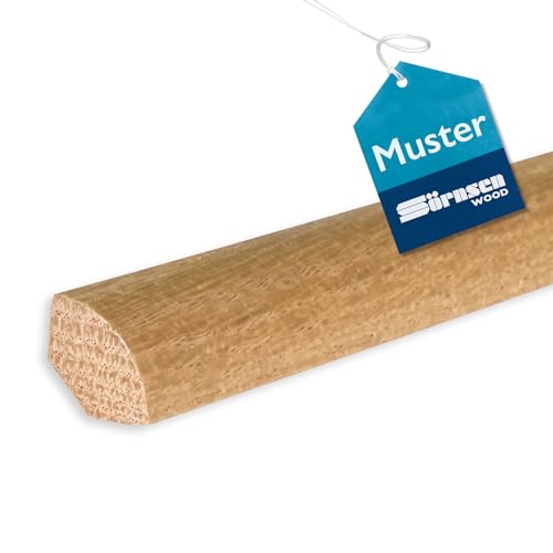 MUSTER | Sörnsen Wood Viertelstab Eiche – 1x Hochwertige Fussleisten – in natur matt lackiert und damit extra langlebig – 14x14x150 mm