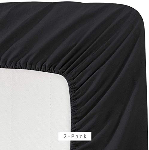Image of Crescent 2 Pack 100% Micro Fiber Super Soft and Comfy Fitted Crib Sheets for Standard Crib and Toddler Mattresses, Hypoallergenic, Breathable for Boys and Girls, Black, 28 inch x 52 inch with 8 inch Deep Pockets