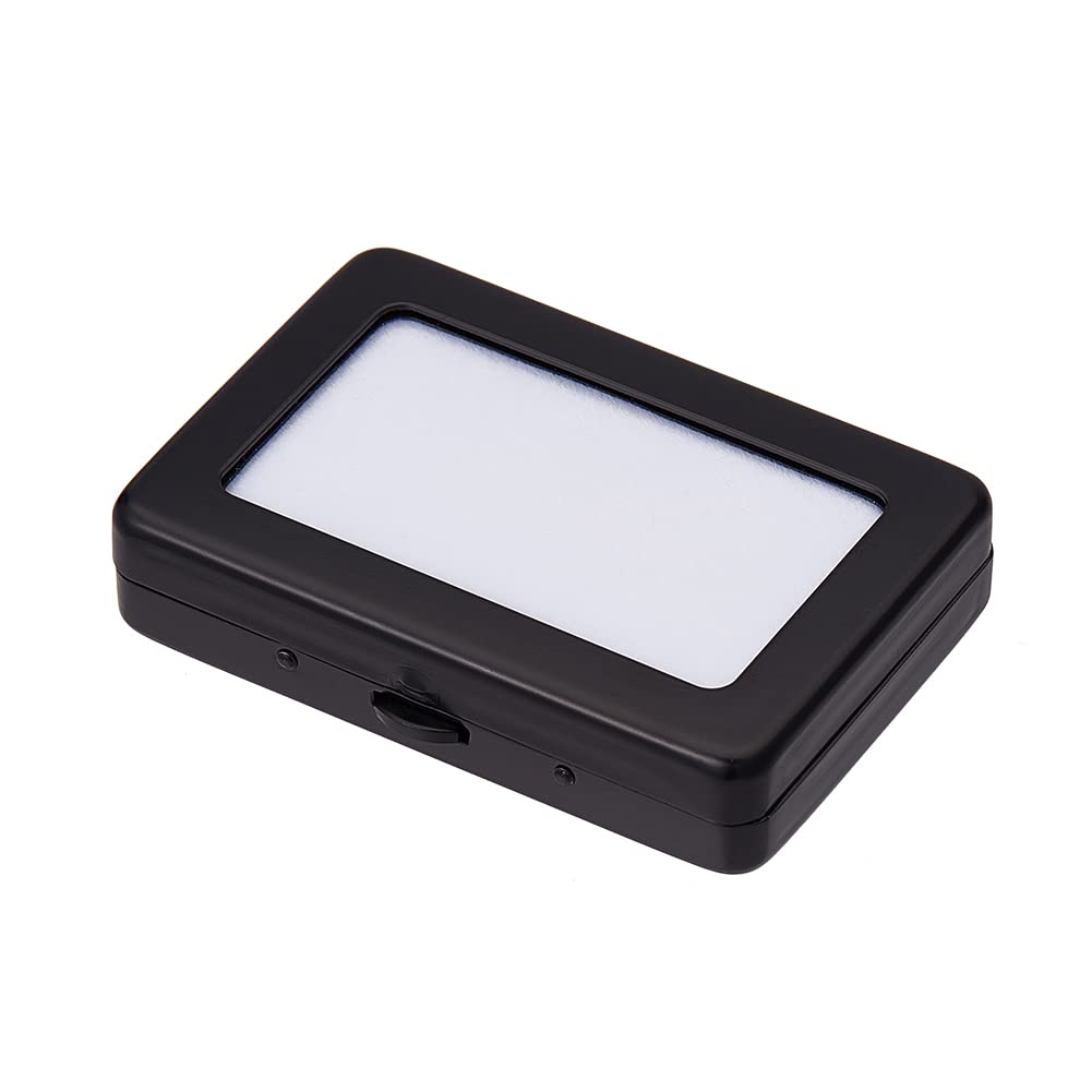 NBEADSGemstone Display Box, 3.1x2.2x0.7 Inch Iron Jewelry Display Container Diamond Storage Box with Clear Glass Top Lids and Sponge for Bare Stone Naked Diamond Display, Electrophoresis Black