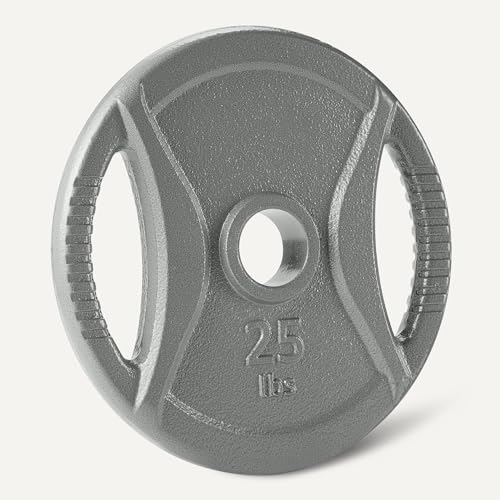 Image of Amazon Basics 2-Inch Olympic Grip Weight Plates, Cast Iron, for Powerlifting, CrossFit & Strength Training