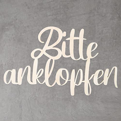 Logbuch-Verlag Holz Schriftzug Bitte ANKLOPFEN als Türschild Wandschild -...