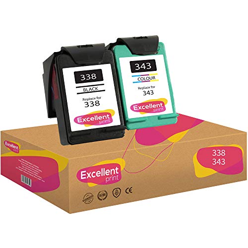 Excellent Print 338 343 Compatible Cartuchos de Tinta para HP Officejet 100 Photosmart 2573 2575 8050