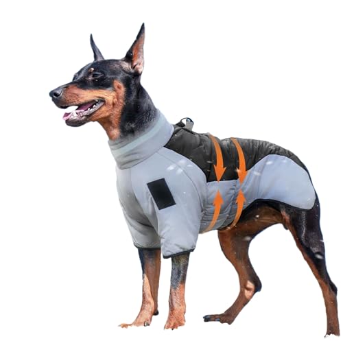 犬服 大型犬用 ジャケット 犬用品 防水 防風 防寒着 防風保温 秋冬向け 防水パッド付き リフレクター付き (3XL,黒)
